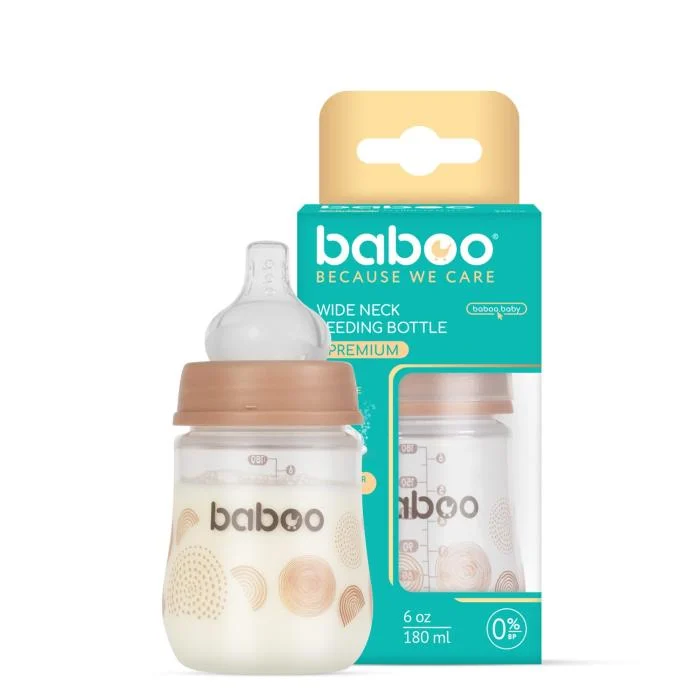 Baboo antikolinis buteliukas plataus kaklelio, 180 ml, 0+ mėn., Au Naturale