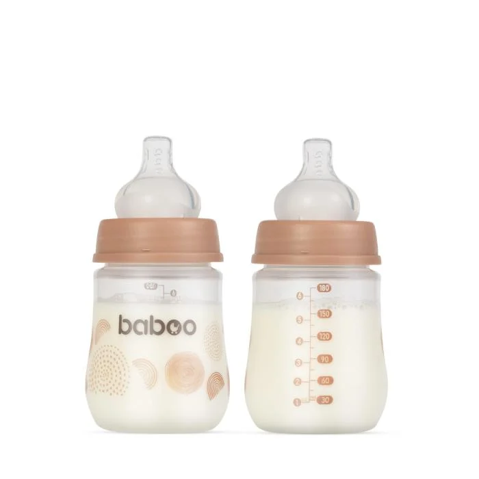 Baboo antikolinis buteliukas plataus kaklelio, 180 ml, 0+ mėn., Au Naturale