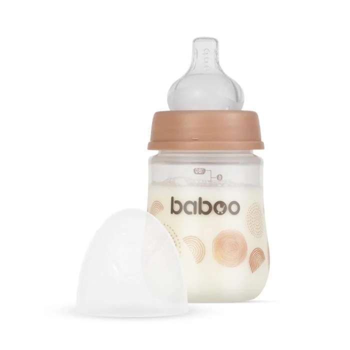 Baboo antikolinis buteliukas plataus kaklelio, 180 ml, 0+ mėn., Au Naturale