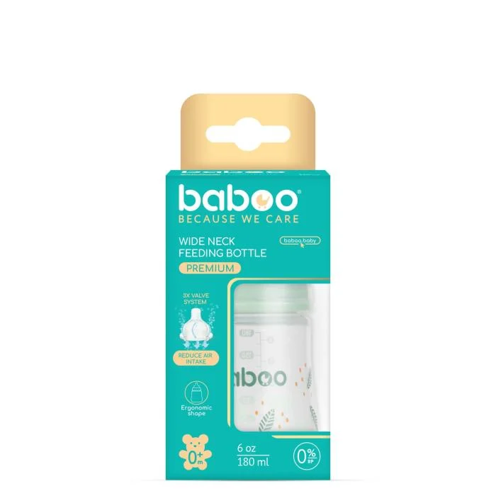 Baboo antikolinis buteliukas plataus kaklelio, 180 ml, 0+ mėn, Peachy Keen