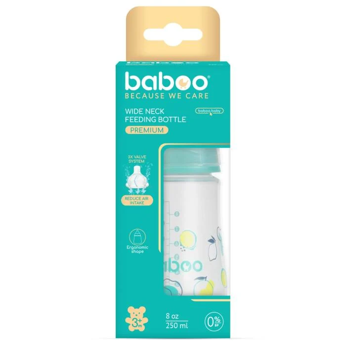 Baboo antikolinis buteliukas plataus kaklelio, 250 ml, 3+ mėn, Lagoon Fiesta
