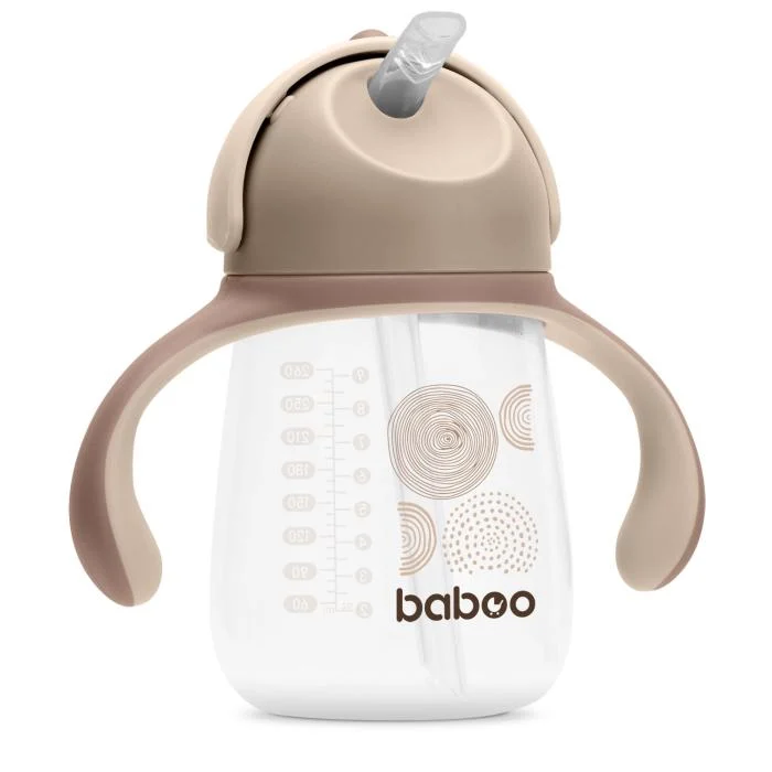 Baboo gertuvė su silikoniniu šiaudeliu, 260ml, 9+ mėn, Au Naturale