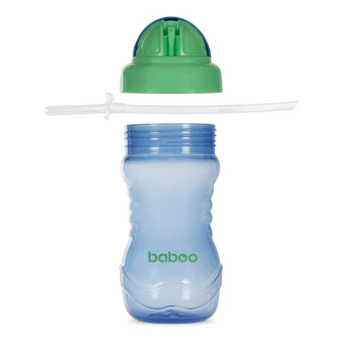 Baboo gertuvė su silikoniniu šiaudeliu, 360ml, 9+ mėn, mėlyna