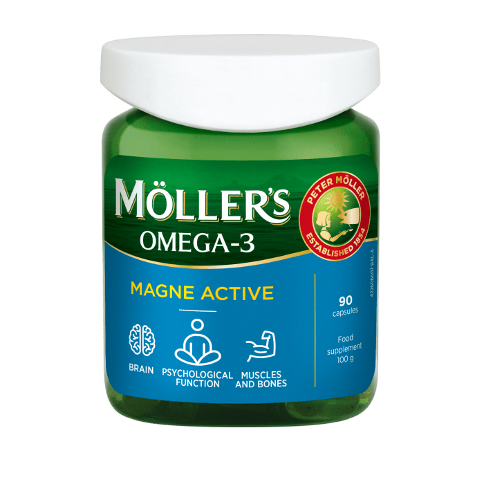 MOLLERS OMEGA-3 Magne Active kapsulės, N90