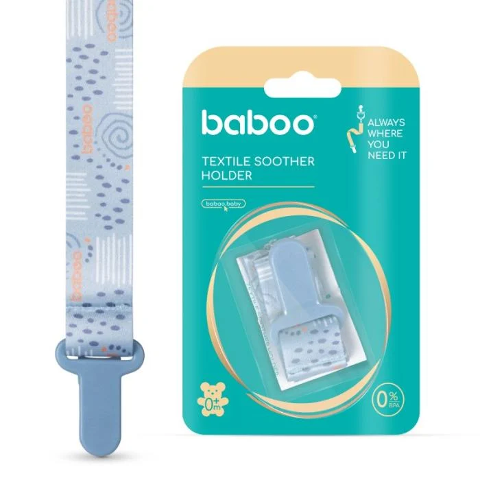 BABOO tekstilinis čiulptuko laikiklis, Blue Haze, 0+ mėn
