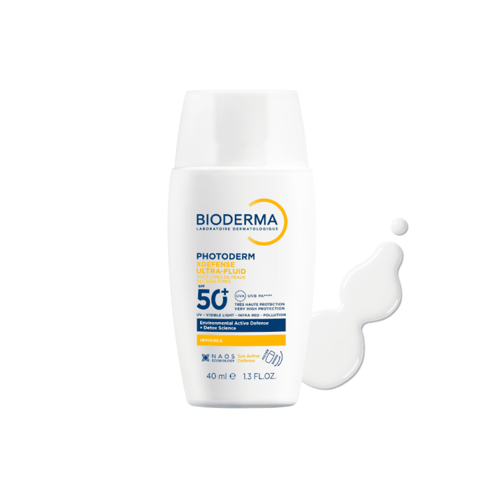 BIODERMA labai aukštos apsaugos ir itin lengvos tekstūros, detoksikuojantis fluidas nuo saulės ir taršos, PHOTODERM XDEFENSE ULTRA-FLUID SPF50+, 40 ml
