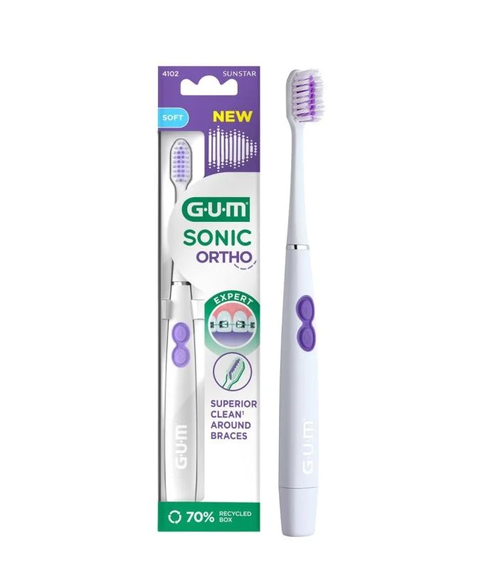 GUM SONIC ORTHO elektrinis dantų šepetėlis su baterija