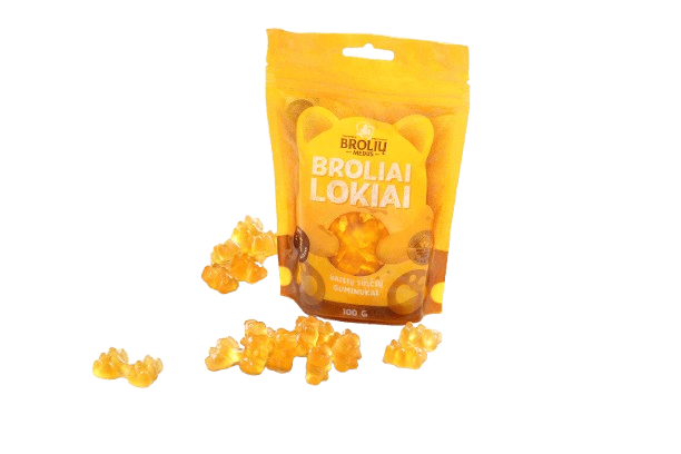 BROLIŲ MEDUS VAISIŲ SULČIŲ GUMINUKAI BROLIAI LOKIAI 100 g