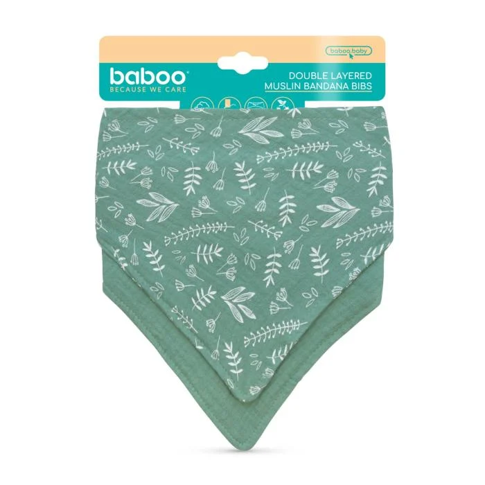 BABOO seilinukas Bandana, 0+ mėn, 2 vnt, Peachy Keen, Žalia