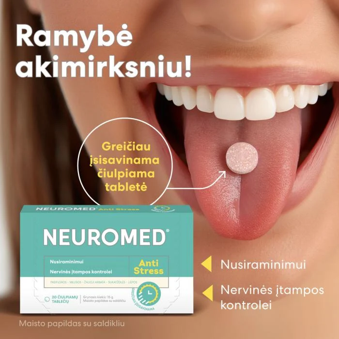 NEUROMED ANTI-STRESS, 20 čiulpiamų tablečių