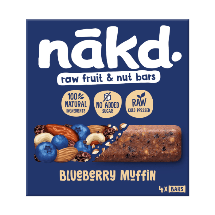 NAKD Vaisių ir riešutų batonėlis su mėlynėmis 4x 35g