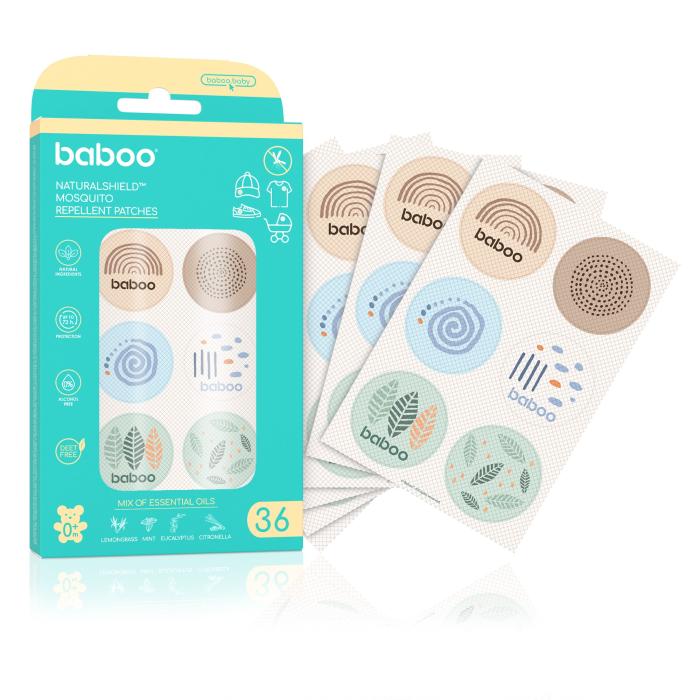 BABOO® NaturalShield™ lipdukai nuo uodų, 36 vnt