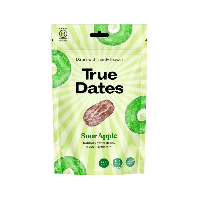TRUE DATES datulės obuolių skonio, rūgščios, 100 g