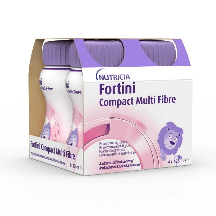 FORTINI Compact Multi Fibre, braškių skonio, 4x125 ml