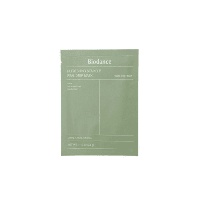 BIODANCE Refreshing Sea Kelp Real Deep intensyvaus poveikio hidrogelio veido kaukė su jūros dumblių ekstraktais, N1, 34 g