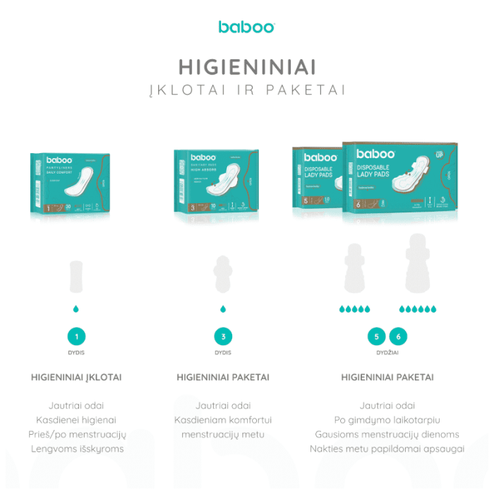 BABOO® kasdieniai higieniniai įklotai, N30, 1 dydis