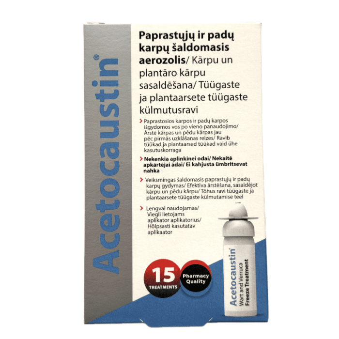 Acetocaustin karpų šaldomasis aerozolis