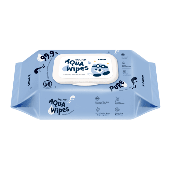 K-MOM 99.9% Pure Aqua Wipes drėgnos servetėlės, N60