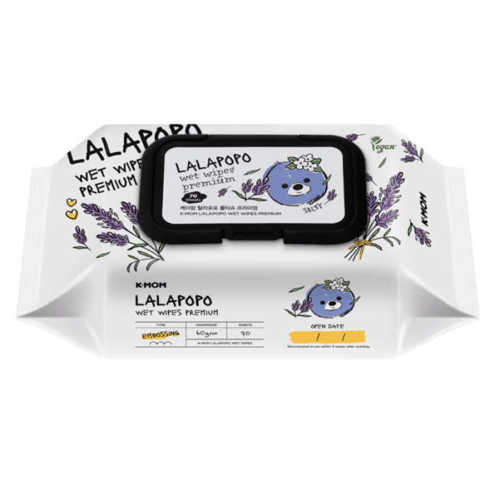K-MOM Lalapopo Premium organiškos drėgnos servetėlės, N70