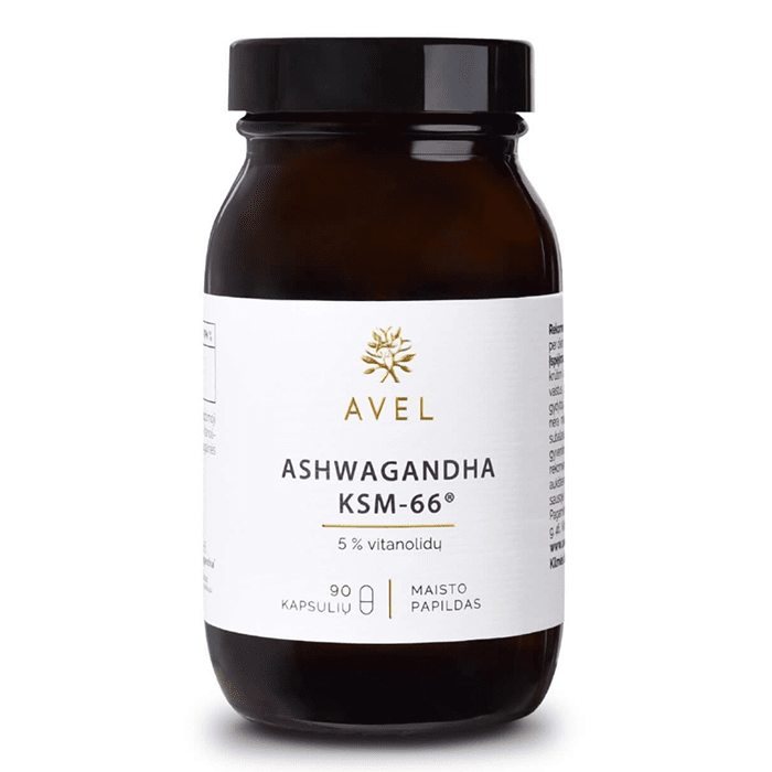 AVEL Ashwagandha KSM-66®, 5% vitanolidų, 90 kapsulių