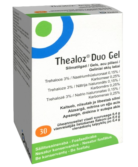 THEA THEALOZ DUO geliniai akių lašai 0,4 g, N30
