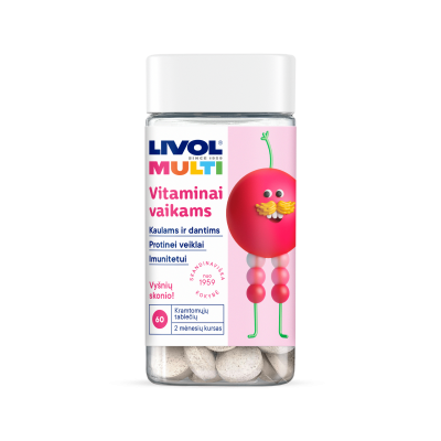 LIVOL MULTI Vaikams kramtomosios tabletės, vyšnių skonio, N60