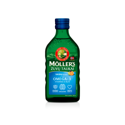 MOLLERS OMEGA-3 skysti žuvų taukai vaisių skonio, 250 ml