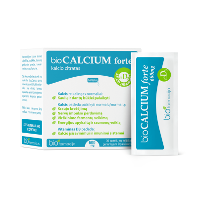 bioCALCIUM forte 600 mg milteliai N30
