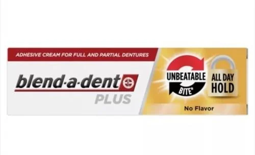 BLEND-A-DENT fiksuojantis dantų protezų kremas PLUS UNBEATABLE BITE, beskonis, 40 g