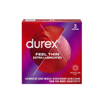DUREX FEEL THIN EXTRA LUBRICATED prezervatyvai, 3 vnt.