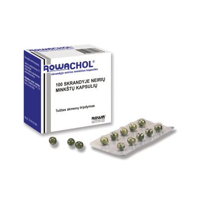 Rowachol skrandyje neirios minkštosios kapsulės N100