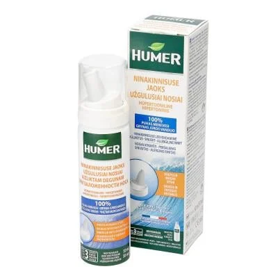 HUMER hipertoninis jūros vanduo užgulusiai nosiai, 50 ml