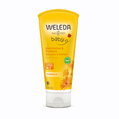 WELEDA vaikiškas šampūnas ir kūno prausiklis su medetkomis CALENDULA BABY 200 ml