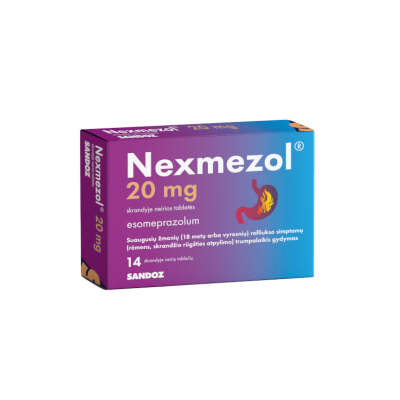 NEXMEZOL 20 mg skrandyje neirios tabletės, N14