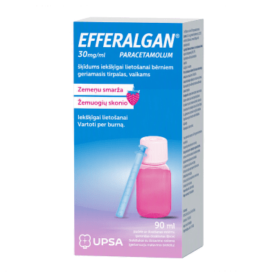 Efferalgan geriamasis tirpalas vaikams 30 mg/ml, 90 ml 