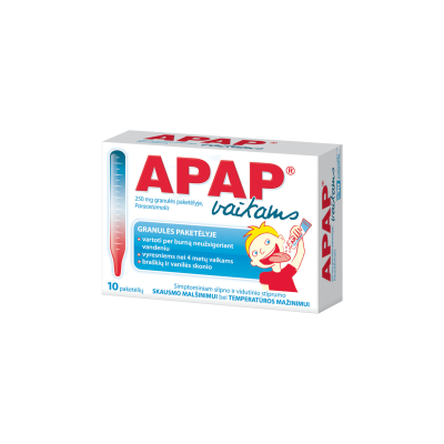 Apap 250 mg granulės paketėlyje vaikams N10