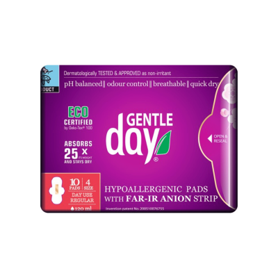 GENTLE DAY ekologiški dieniniai higieniniai paketai su anijonų juostele N10