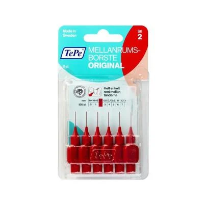 TePe raudoni tarpdančių šepetėliai G2, 0,5 mm, N6