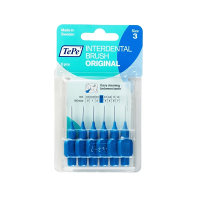 TePe žydri tarpdančių šepetėliai G2, 0,6 mm, N6