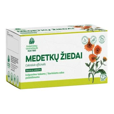 ŠVENČIONIŲ VAISTAŽOLĖS MEDETKOS ŽIEDAI, žolelių arbata,  1,2g x 24 vnt.