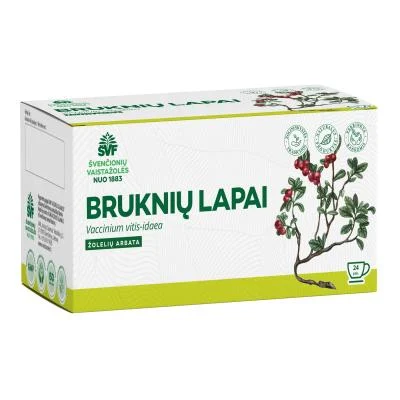 ŠVENČIONIŲ VAISTAŽOLĖS BRUKNIŲ LAPAI, žolelių arbata, 1,5g 24 vnt.
