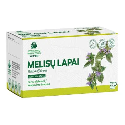 ŠVENČIONIŲ VAISTAŽOLĖS MELISŲ LAPAI, žolelių arbata, 1,5 g x 24 vnt.