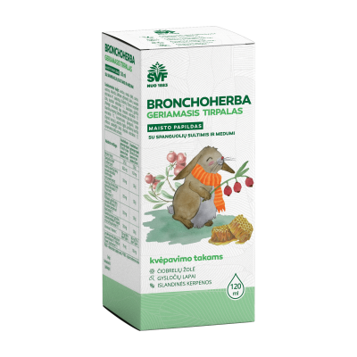 ŠVENČIONIŲ VAISTAŽOLĖS kvėpavimo takams BRONCHOHERBA, geriamasis tirpalas, 120 ml