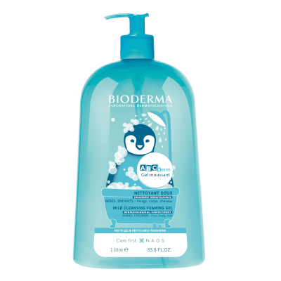BIODERMA gelinis prausiklis kūdikių ir vaikų kūnui ir plaukams ABCDERM GEL MOUSSANT, 1 L