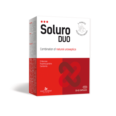 Soluro DUO spanguolių ekstraktas 270 mg, D-manozė 500 mg N30 (15+15 kapsulių)