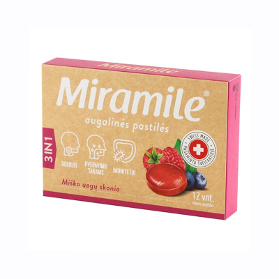 MIRAMILE miško uogų skonio kietosios pastilės N12