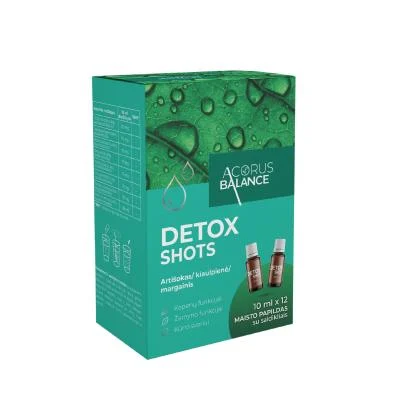 ACORUS BALANCE maisto papildas kepenims DETOX SHOTS, 12 vnt. x 10 ml