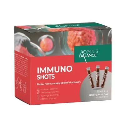 ACORUS BALANCE maisto papildas imunitetui IMMUNO SHOTS, 14 vnt. x 25 ml