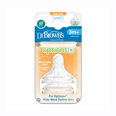 DR.BROWN'S II lygio žindukai OPTIONS+, silikoniniai, 3-6 mėn., plačiu kakleliu N2