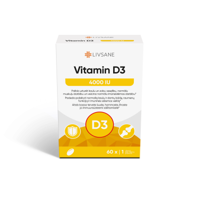 LIVSANE vitamino D3 4000 kapsulės, N60
